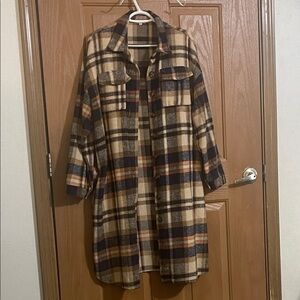 Women's Plaid  Jacket in Brown and Tan